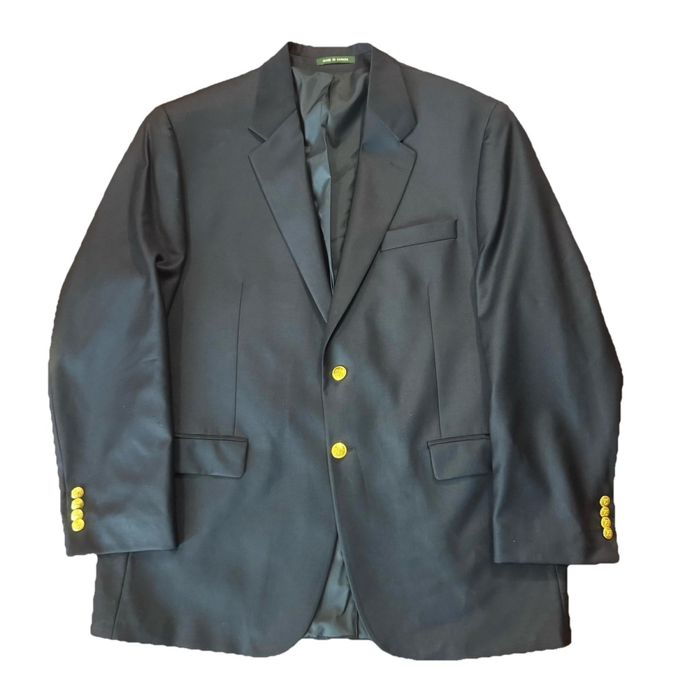 Lauren Ralph Lauren 100%Wool Blazer Suit Jacket Size:46R Gold Buttons Vent Black